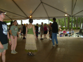 Me leading klezmer dancing at the Florida Folk Festival.